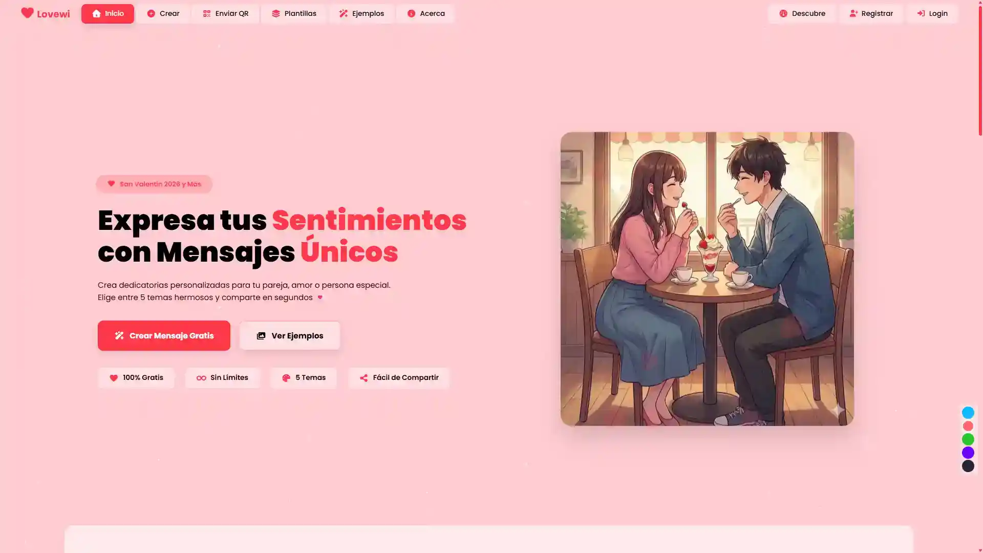 Lovewi: Crea mensajes de amor personalizados para San Valentín y fechas especiales.